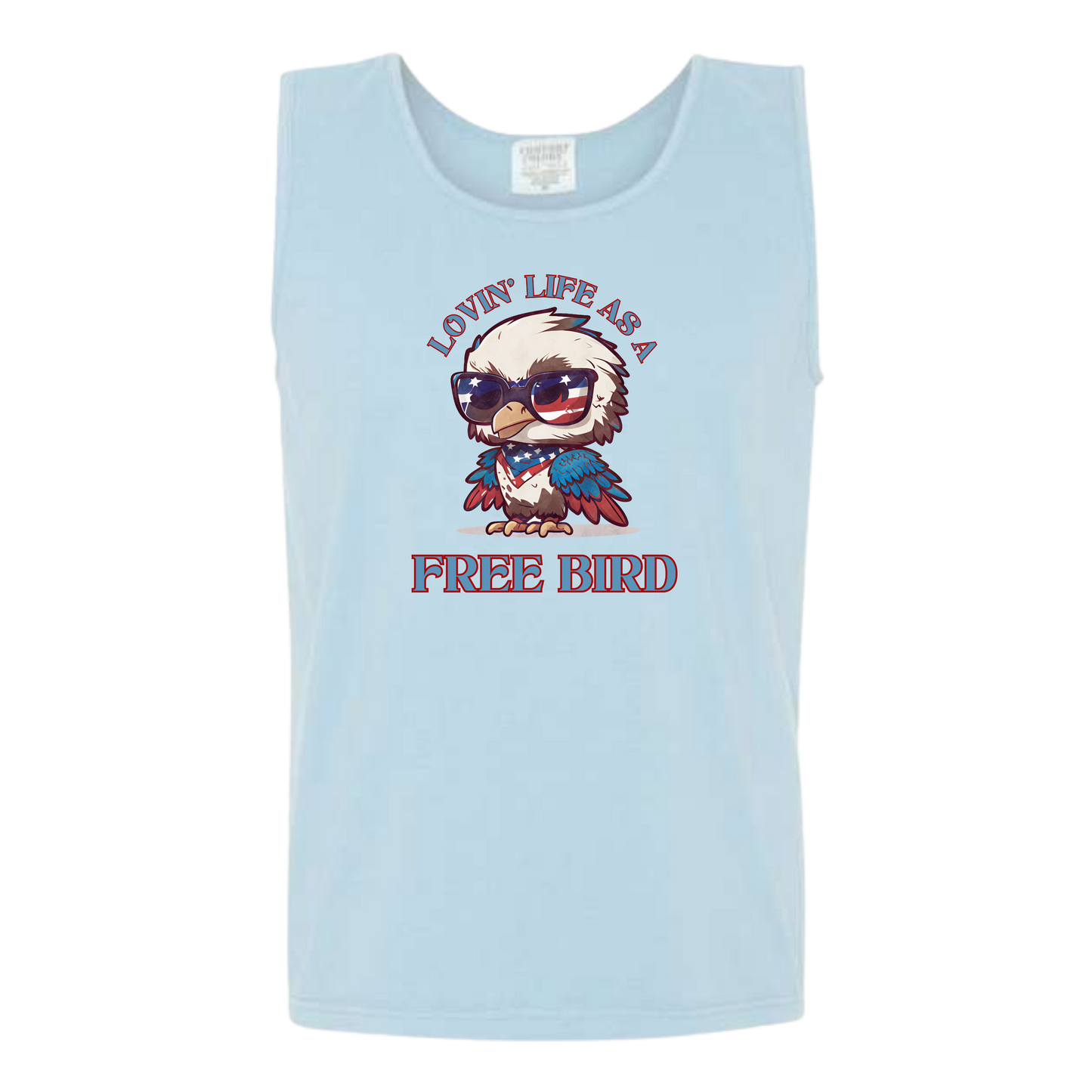 Lovin' Life as a Free Bird - Comfort Colors - Unisex Tank - Neutral Colors & Blues