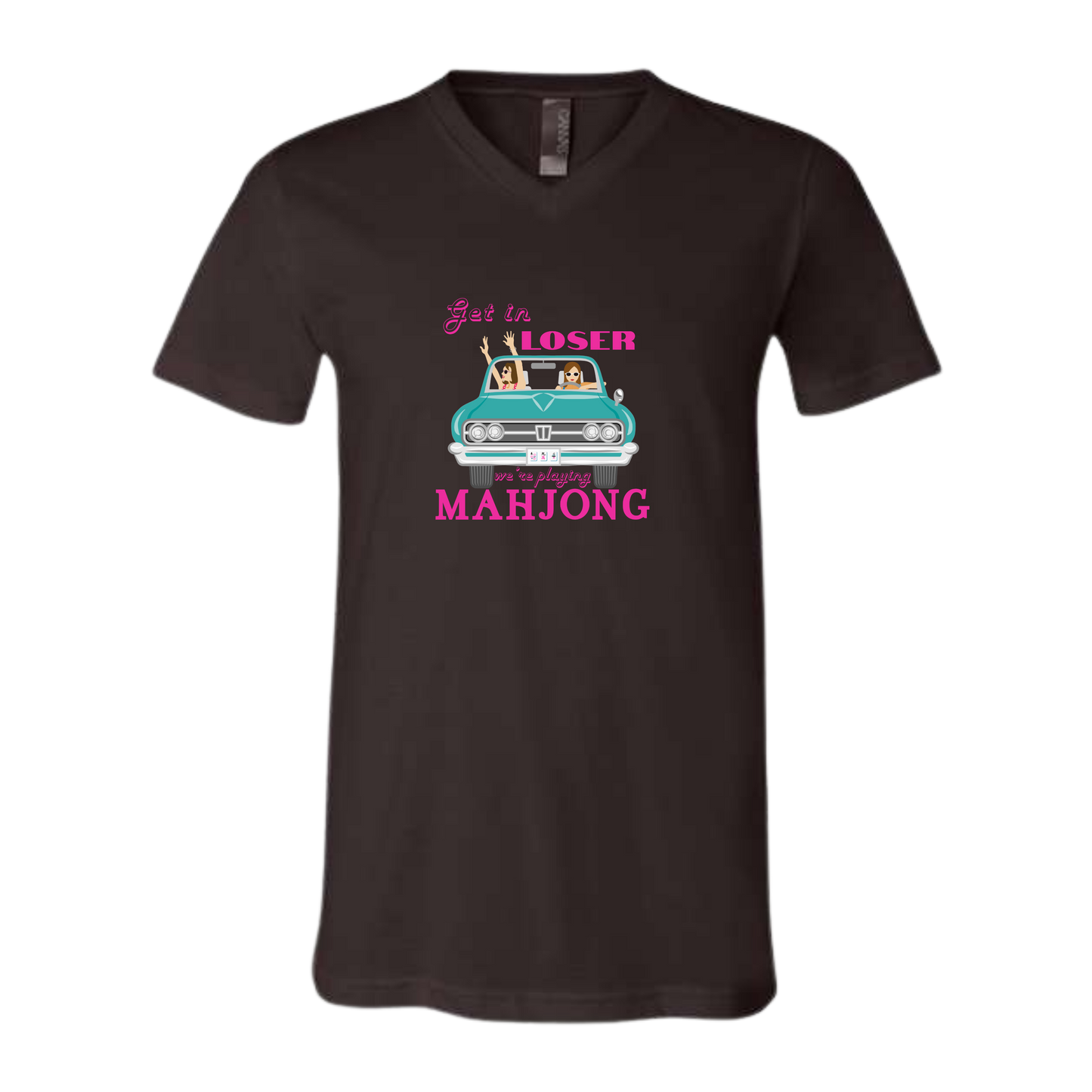 Get in Loser We're Playing Mahjong - Bella+Canvas - Unisex V-Neck - Neutral Colors
