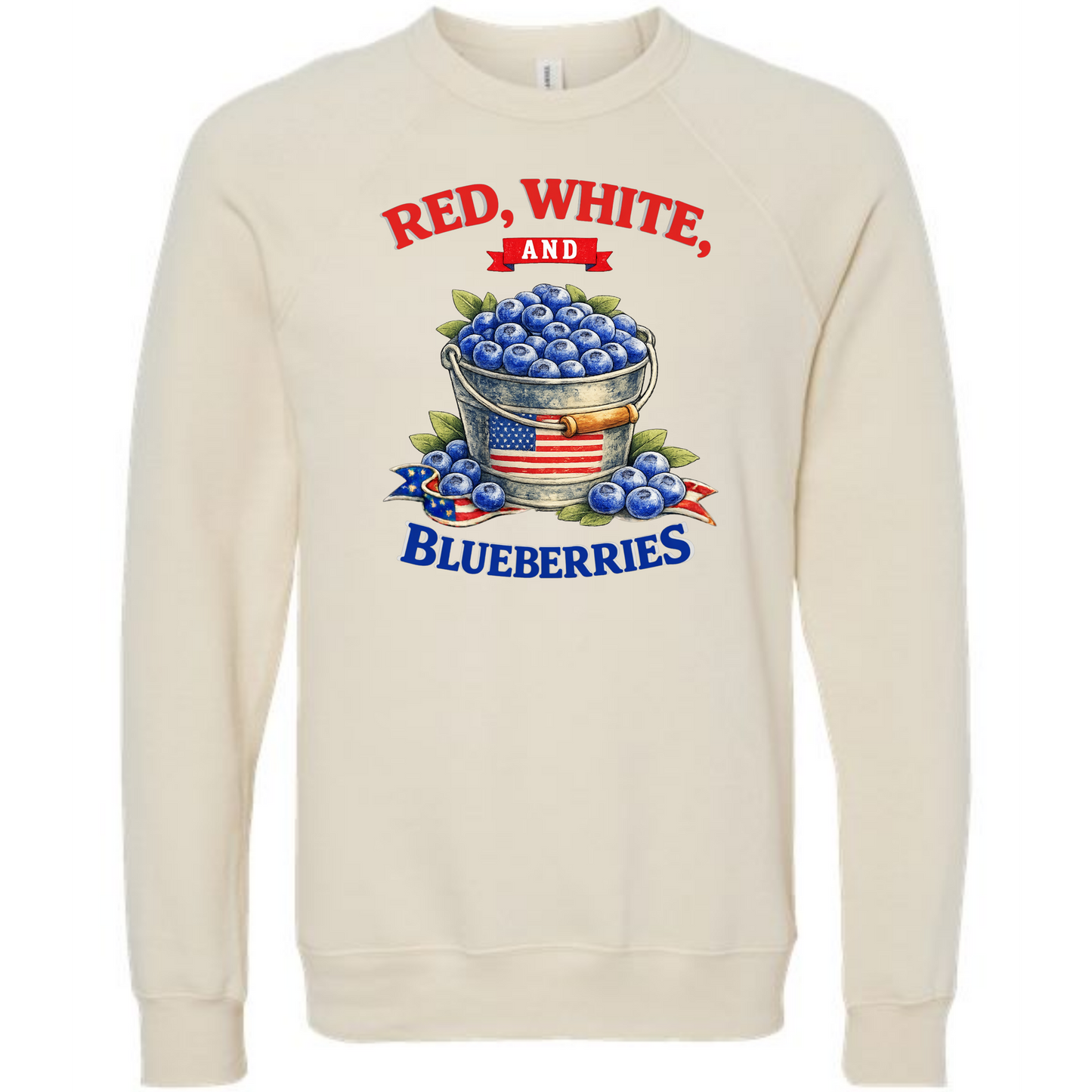 Red, White, And Blueberries - Sponge Fleece Raglan Sweatshirt - Assorted Colors