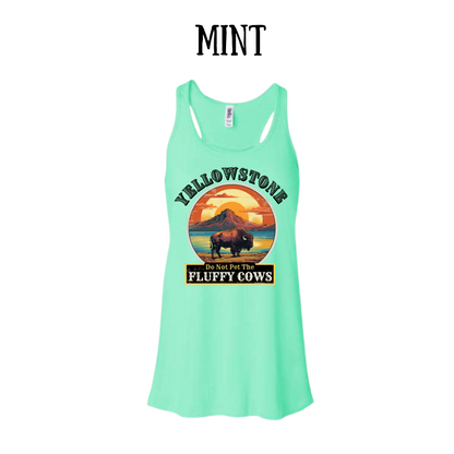 CP - Yellowstone: Fluffy Cows - Women's flowy racerback Tank