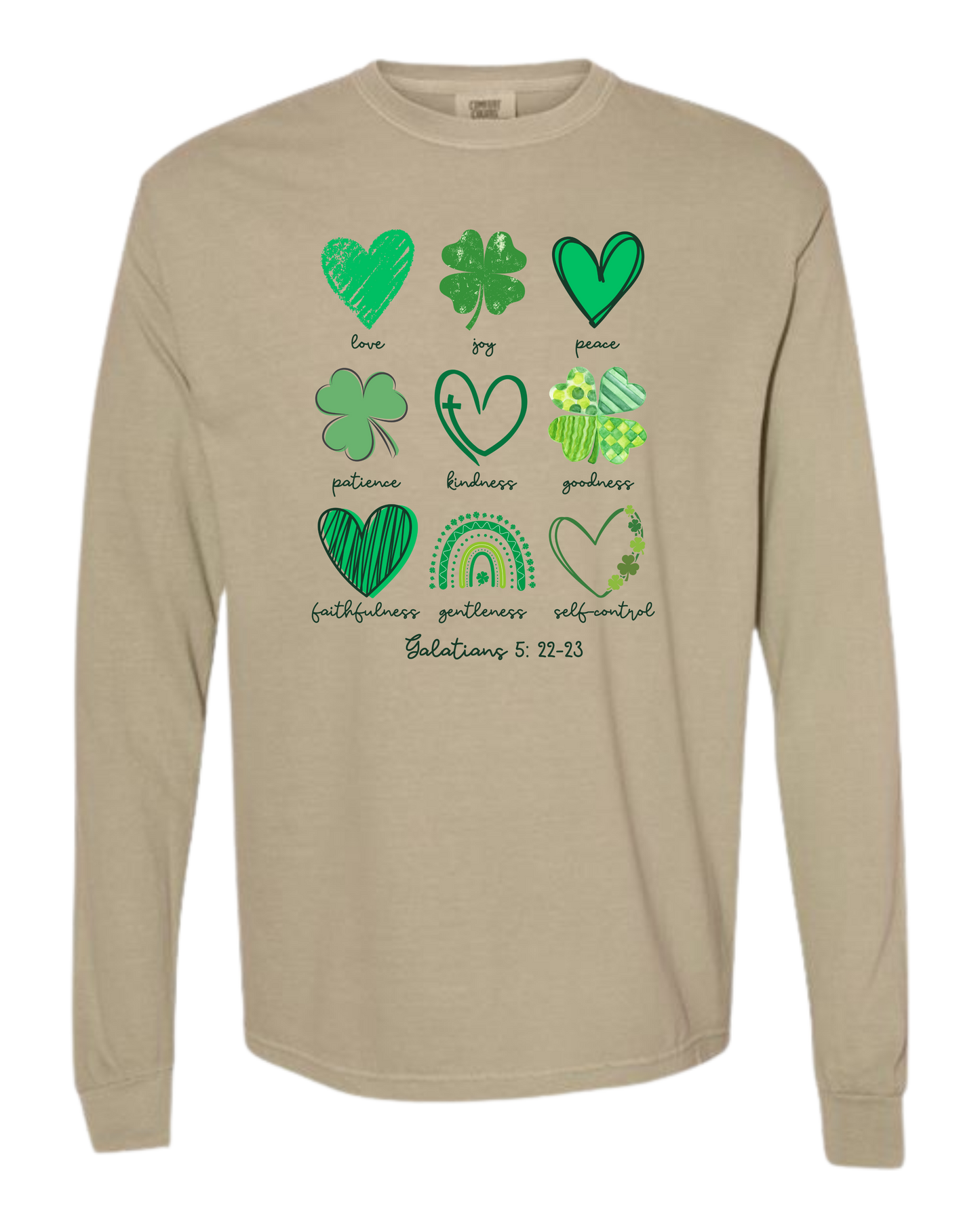 Galatians 5 - St Patrick's Day - Comfort Colors - Heavyweight Long Sleeve Tee - Neutral Colors