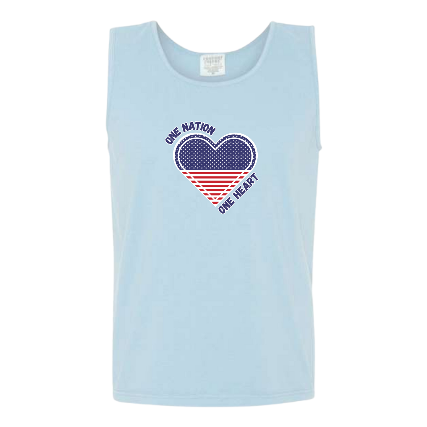 One Nation One Heart - Comfort Colors - Unisex Tank - Neutral Colors & Blues