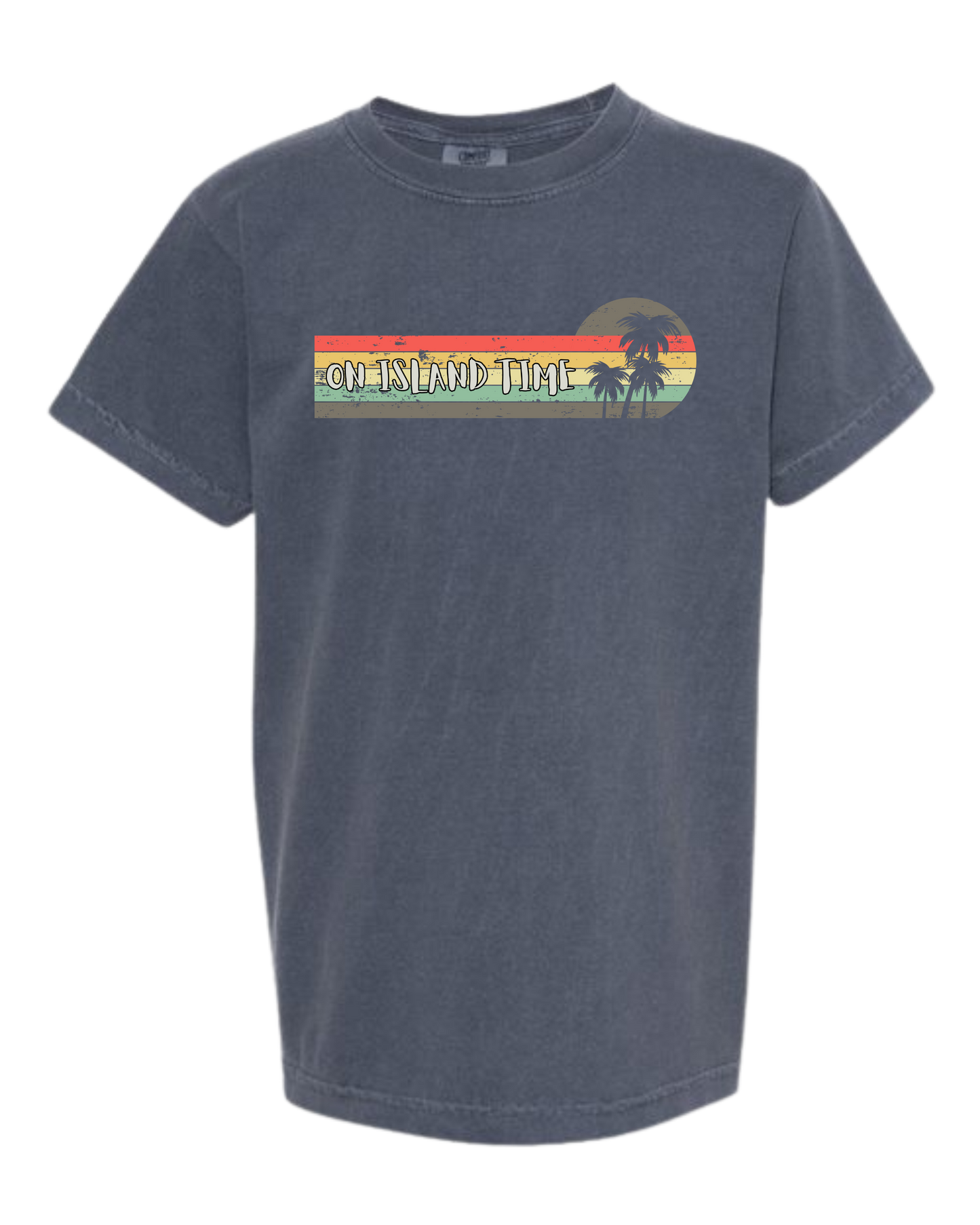 On Island Time - Comfort Colors - Heavyweight Youth Tee - Neutral Colors & Blues