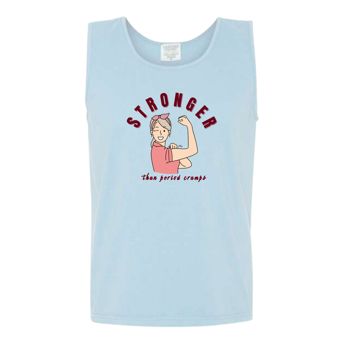 Stronger Than Period Cramps - Comfort Colors - Unisex Tank - Neutral Colors & Blues