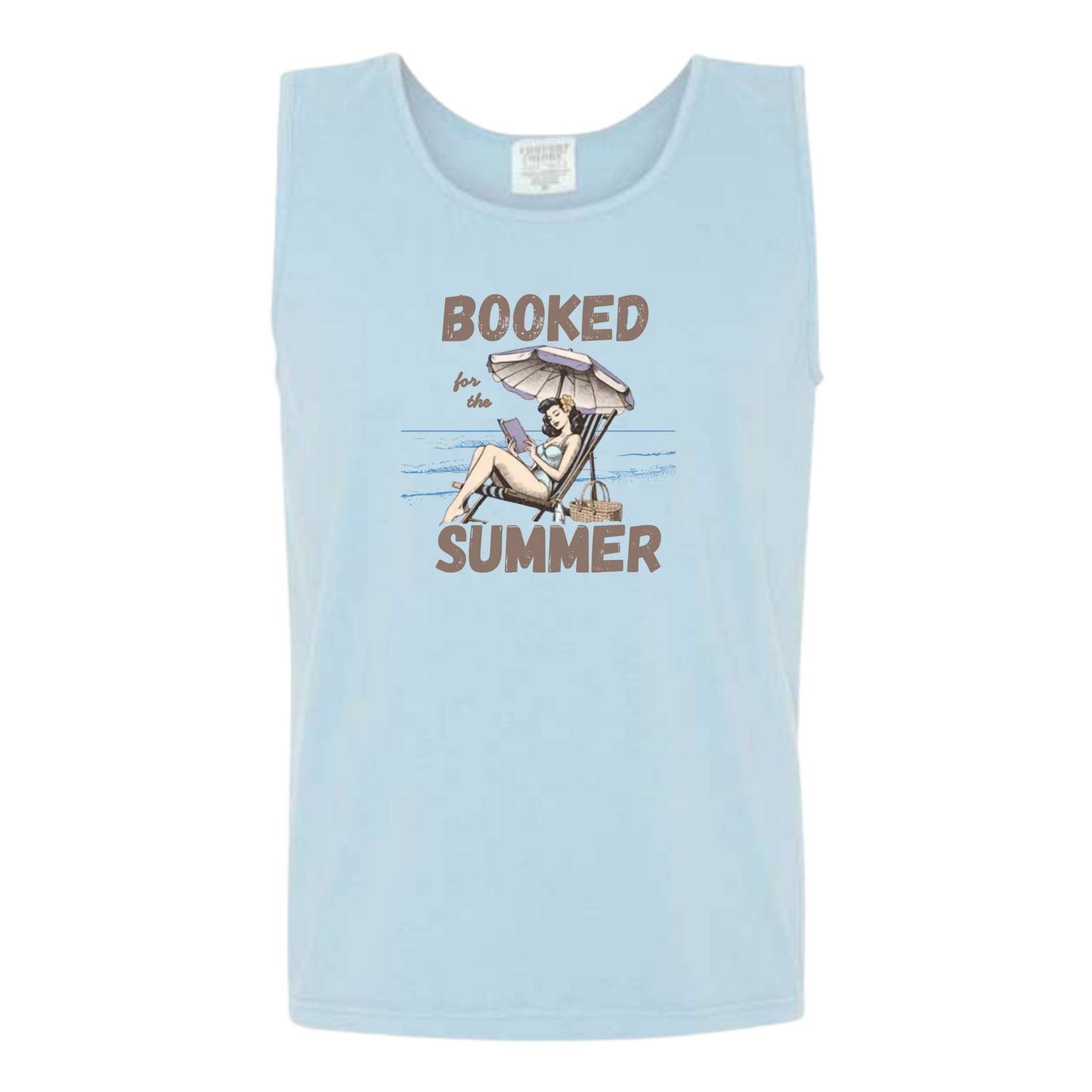 Booked for the Summer - Comfort Colors - Unisex Tank - Neutral Colors & Blues