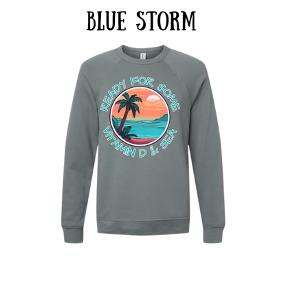 VP - Ready For Some Vitamin D & Sea - Sponge Fleece Raglan Sweatshirt - Blues, Purples