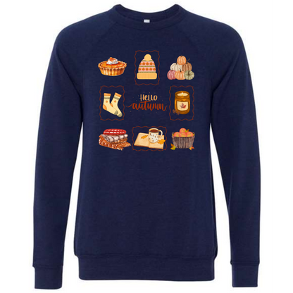 HP - Hello Autumn - Sponge Fleece Raglan Sweatshirt - Blues, Purples