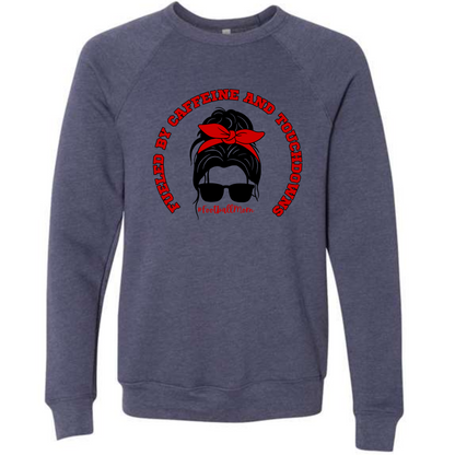 Football Moms Fueled By Caffeine and Touchdowns - Sponge Fleece Raglan Sweatshirt - Blues, Purples
