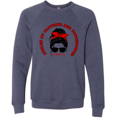 Football Moms Fueled By Caffeine and Touchdowns - Sponge Fleece Raglan Sweatshirt - Blues, Purples