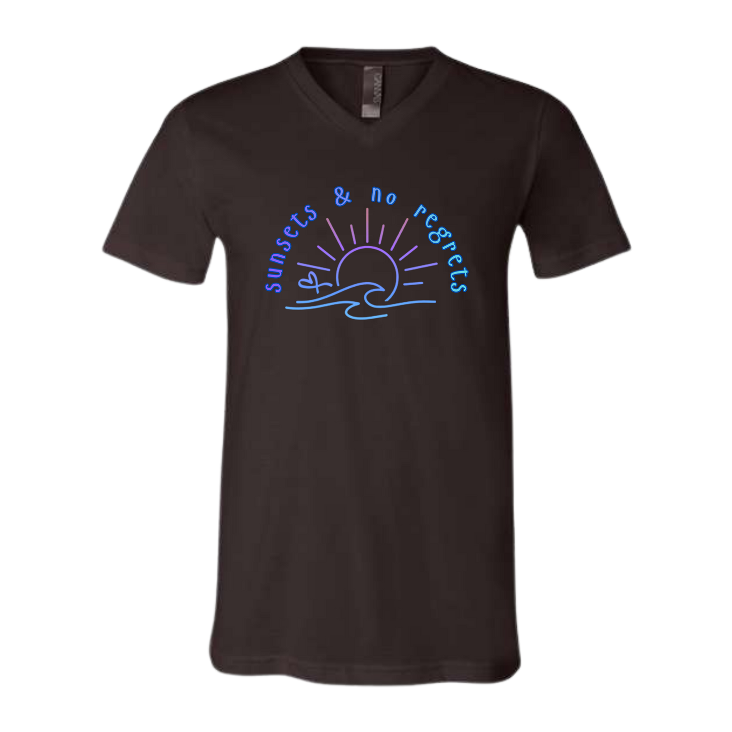 Sunsets & No Regrets - Bella+Canvas - Unisex V-Neck - Neutral Colors
