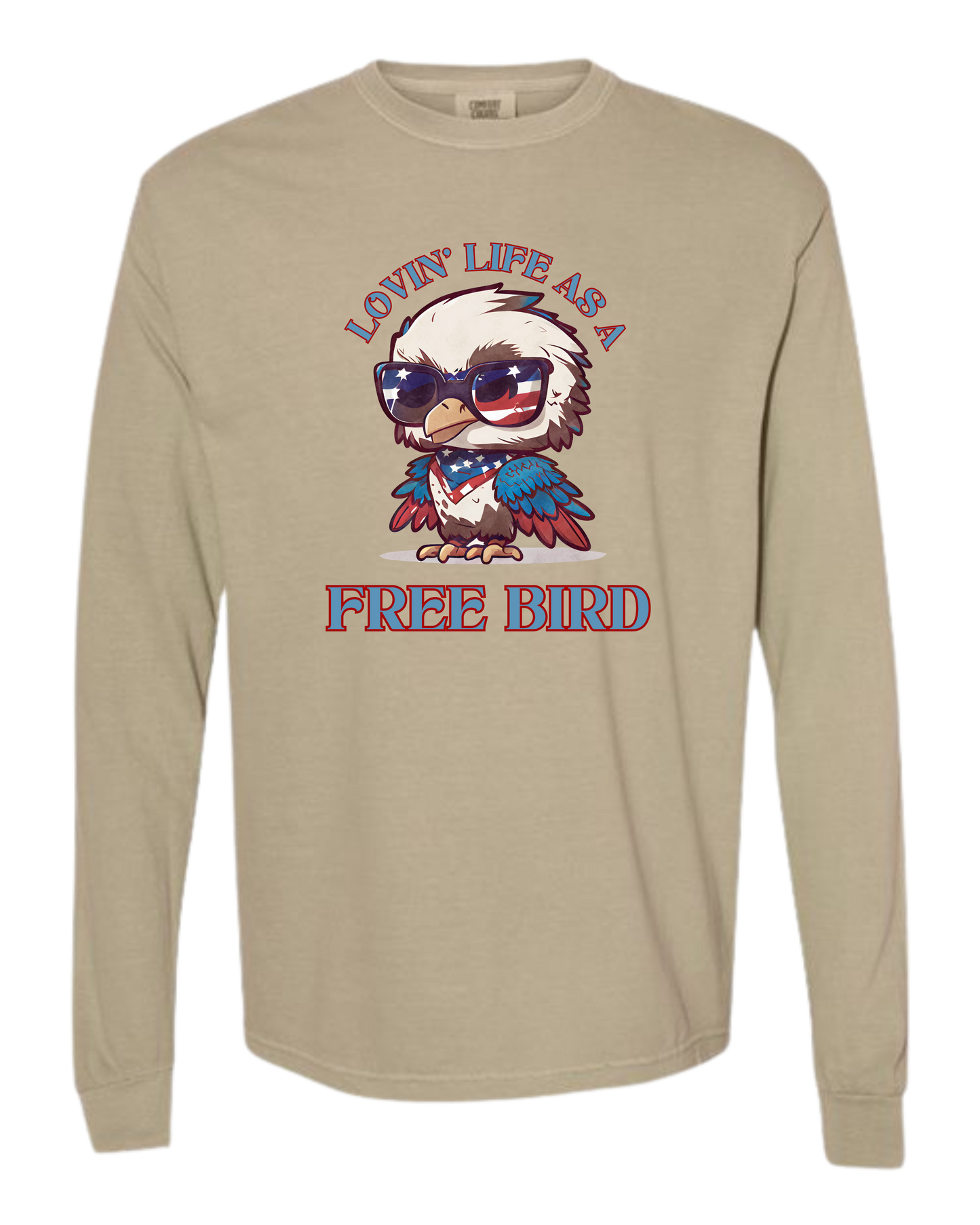 Lovin' Life as a Free Bird - Comfort Colors - Heavyweight Long Sleeve Tee - Neutral Colors