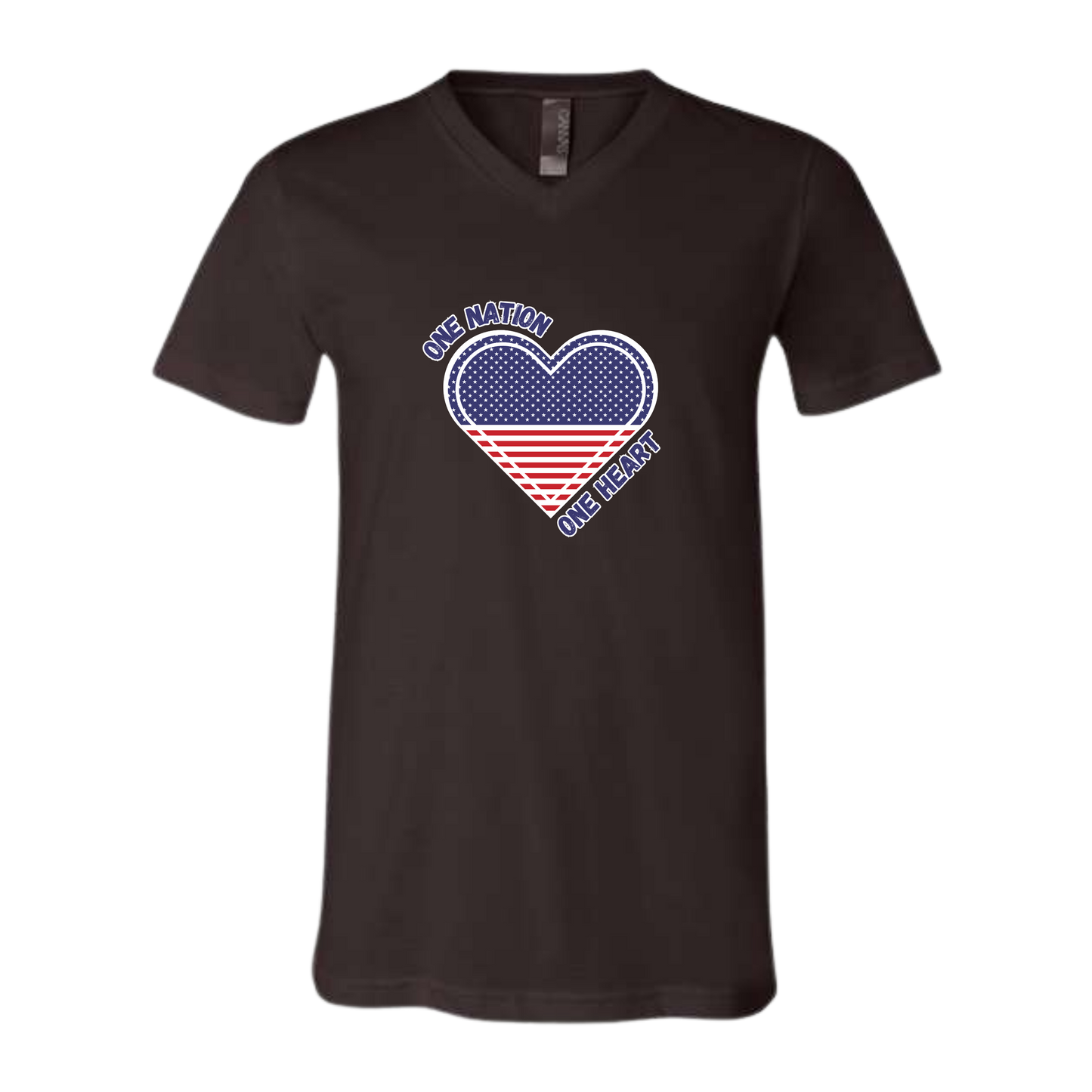 One Nation One Heart - Bella+Canvas - Unisex V-Neck - Neutral Colors