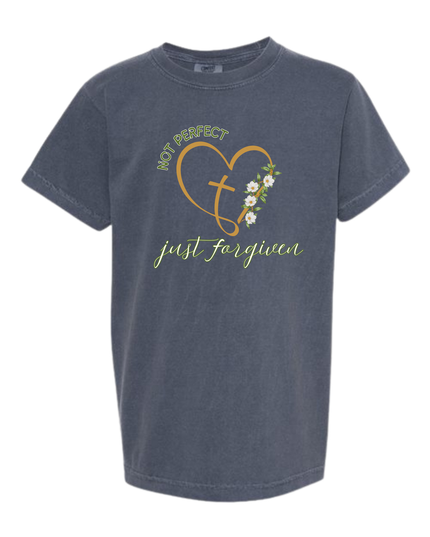 Not Perfect Just Forgiven - Comfort Colors - Heavyweight Youth Tee - Neutral Colors & Blues