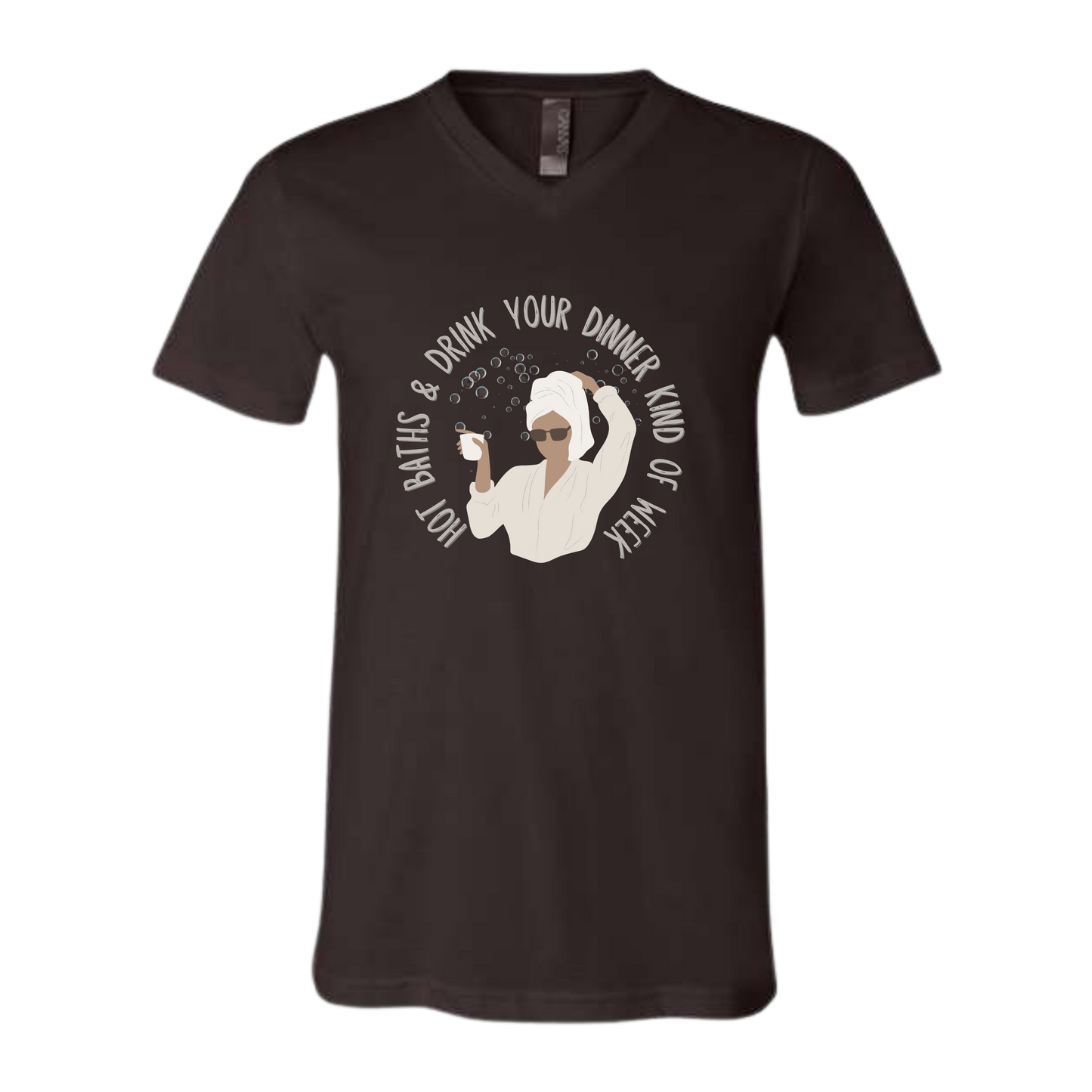 Hot Baths and Drink Your Dinner Kind of Week - Bella+Canvas - Unisex V-Neck - Neutral Colors