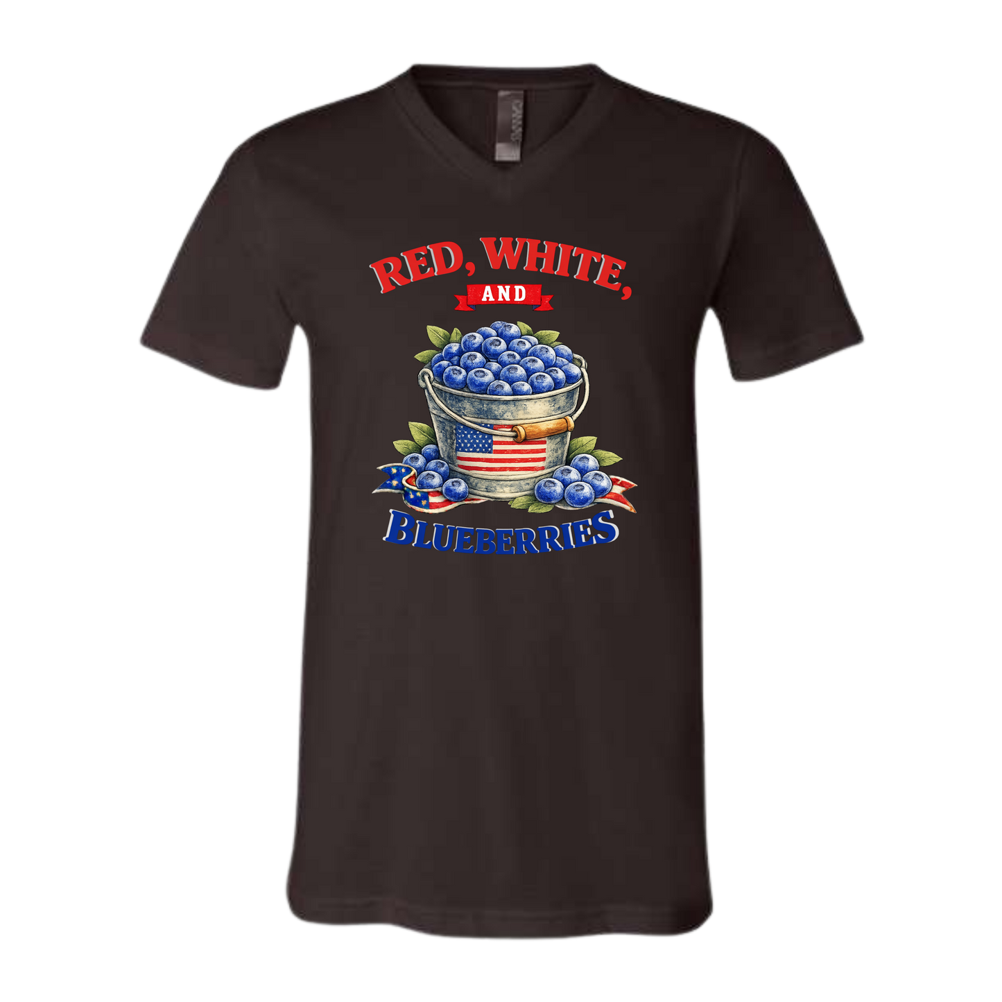 Red, White, And Blueberries - Bella+Canvas - Unisex V-Neck - Neutral Colors