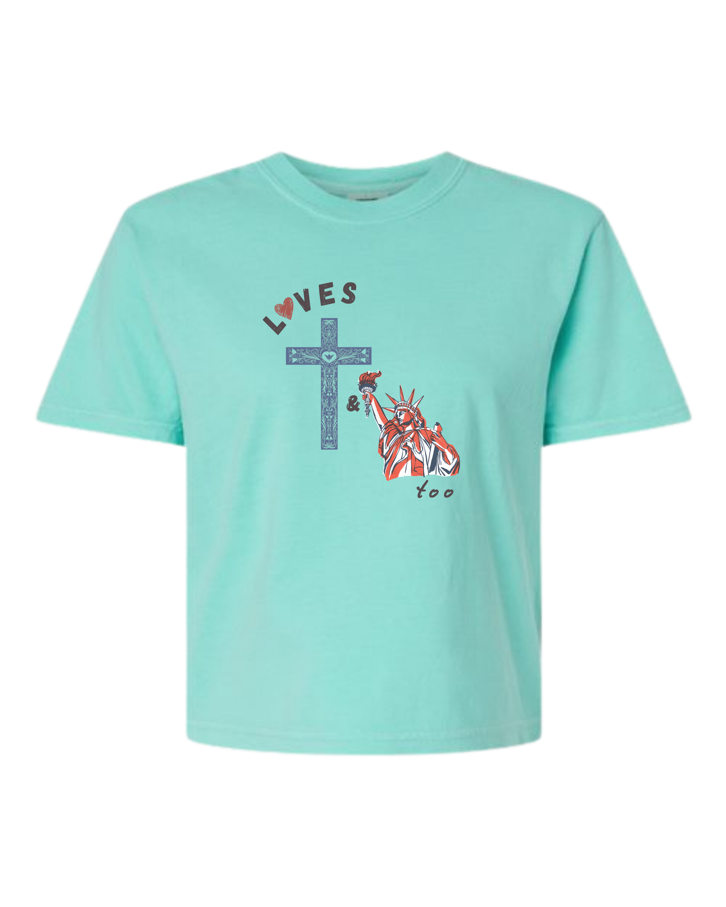 Loves Jesus & America too - Comfort Colors - Boxy T - Assorted Colors