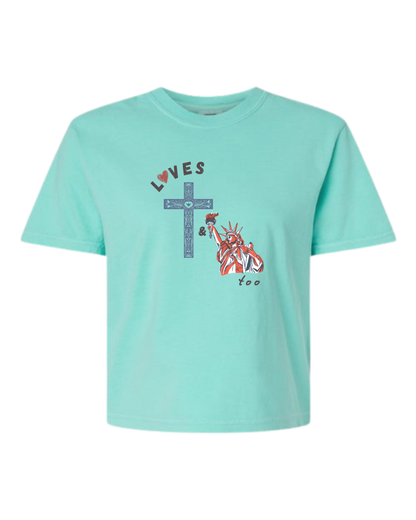 Loves Jesus & America too - Comfort Colors - Boxy T - Assorted Colors