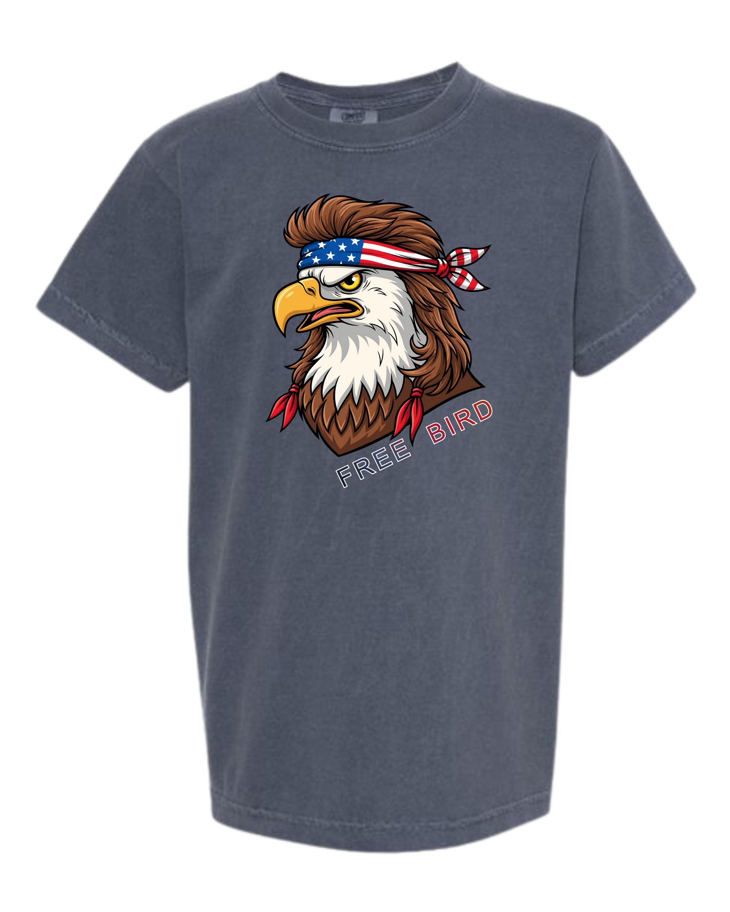 Rockin Free Bird - Comfort Colors - Heavyweight Youth Tee - Neutral Colors & Blues