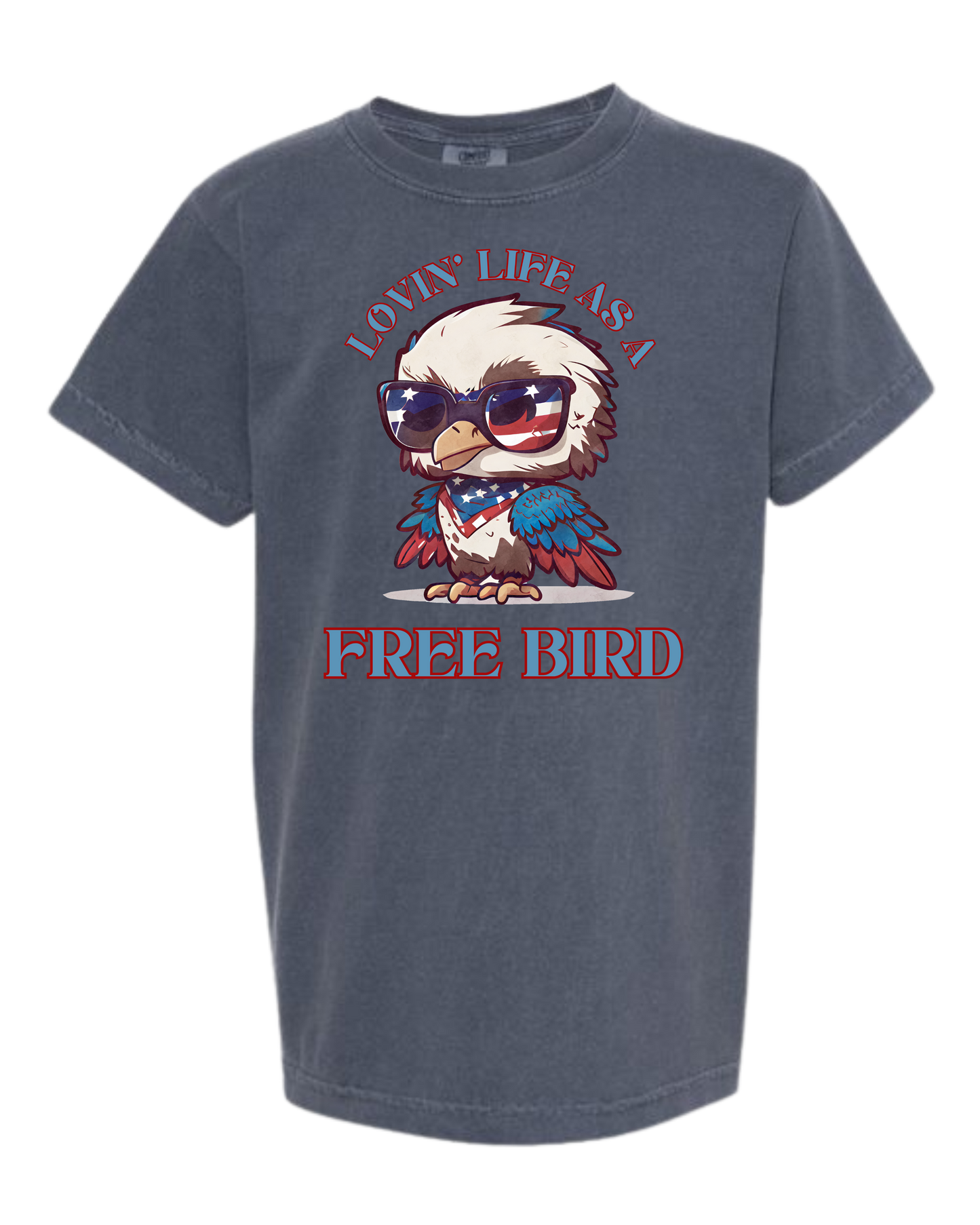 Lovin' Life as a Free Bird - Comfort Colors - Heavyweight Youth Tee - Neutral Colors & Blues