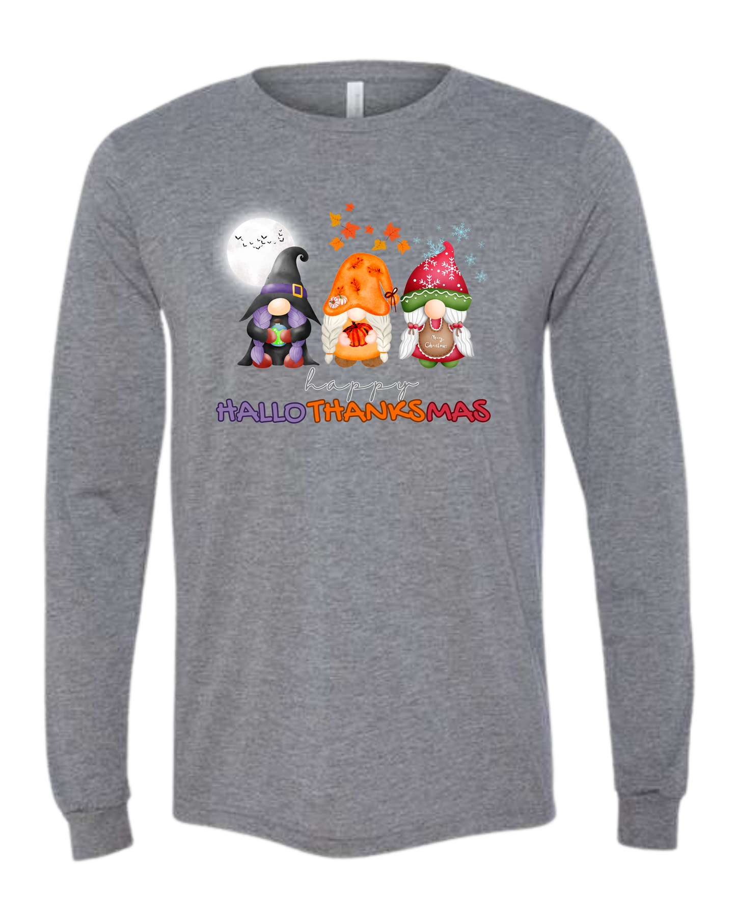 Happy HalloThanksMas Gnomes - Unisex Long Sleeve - Neutral Colors