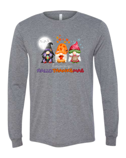 Happy HalloThanksMas Gnomes - Unisex Long Sleeve - Neutral Colors