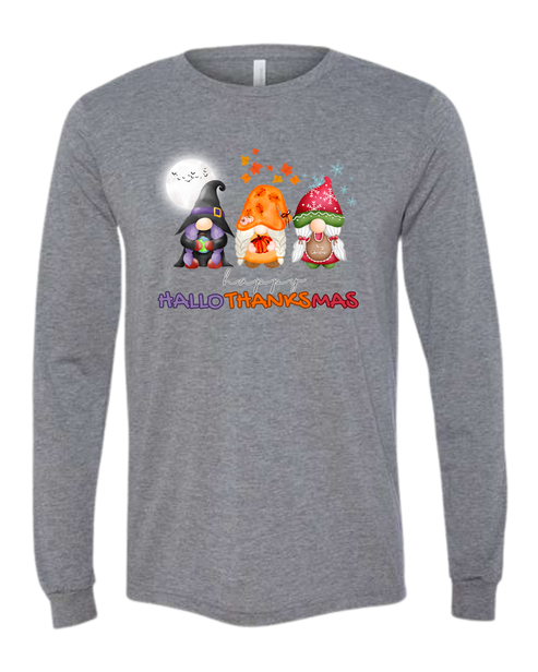 Happy HalloThanksMas Gnomes - Unisex Long Sleeve - Neutral Colors