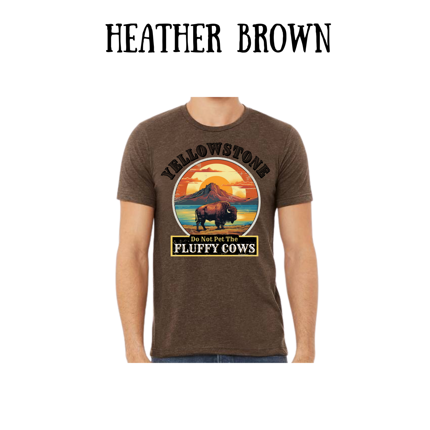 CP - Yellowstone: Fluffy Cows - Unisex Tee - Yellows, Oranges, Reds