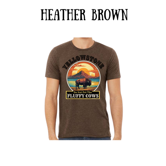 CP - Yellowstone: Fluffy Cows - Unisex Tee - Yellows, Oranges, Reds